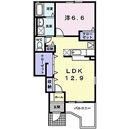 トゥーザ・ムーンＢ 1階1LDKの間取り