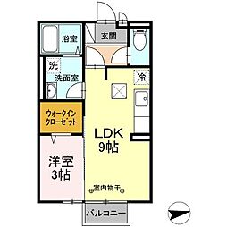 シャン・ド・フルール 1LDKの間取図画像