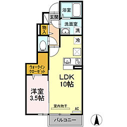 クロスローズイズモ 1LDKの間取図画像