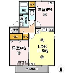 ボナール1 2LDKの間取図画像