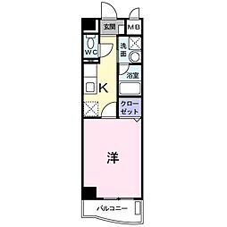 K・ブローテ・柏の葉A 1Kの間取図画像