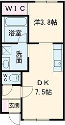 クリスタルタウン 1DKの間取図画像
