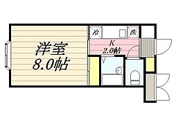ヴィラコート富士 1Kの間取図画像