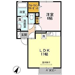 グッドラック高平 2階1LDKの間取り