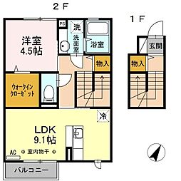 メゾンＫ 2階1LDKの間取り