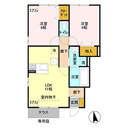 上毛電気鉄道 大胡駅 徒歩8分の賃貸アパート 1階2LDKの間取り