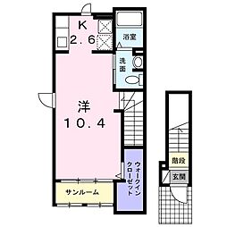 アローブルーメン ワンルームの間取図画像
