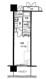 レジディア三宮東 10階1Kの間取り