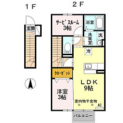 はっぴーあいらんどA 1LDKの間取図画像