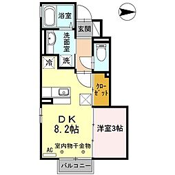 タスカータソルテ松島　A棟 1階1DKの間取り