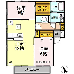 トレソール 2LDKの間取図画像
