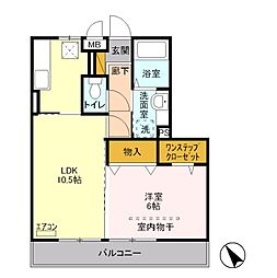 東武伊勢崎線 新伊勢崎駅 徒歩37分の賃貸アパート 1階1LDKの間取り