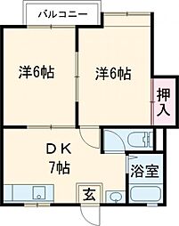 ファーストインキャニオンハウス　I 1階2DKの間取り