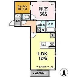 グランシャリオB 1LDKの間取図画像