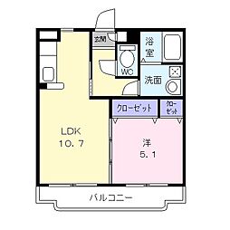 マエストロ明和 3階1LDKの間取り