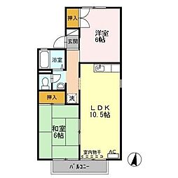 レジデンスＩＭＡＺＵ　A棟 2階2LDKの間取り
