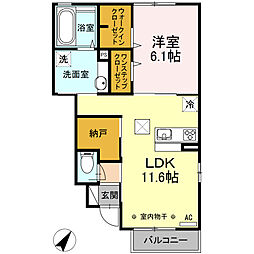 コレサ 1階1LDKの間取り