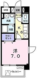 センチュリー善 1Kの間取図画像