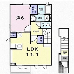 シャングリラ西唐津 2階1LDKの間取り