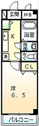 ファインコート北三国丘 1Kの間取図画像