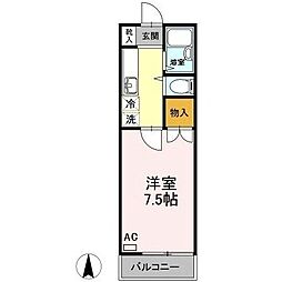 メゾン本庄A 1Kの間取図画像