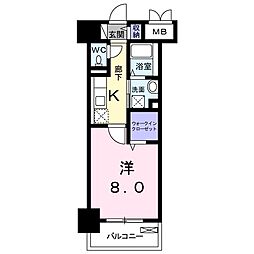 メゾン　ラフレシール 4階1Kの間取り