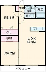 COMFORT鴻之台 2LDKの間取図画像