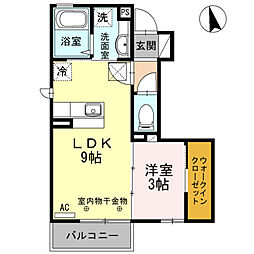ファミィーユK-2 1LDKの間取図画像