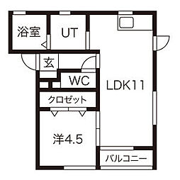 ローヌ・C 1LDKの間取図画像