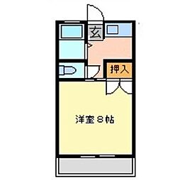 ヒルトップ田村 2階1Kの間取り