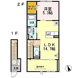 D-room柳井 2階1LDKの間取り