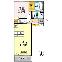 リーブリング 1LDKの間取図画像