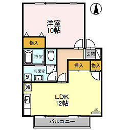 メゾンパークス　D棟 1階1LDKの間取り