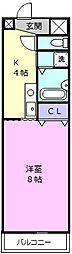 ラ・ベルビュー 5階1Kの間取り