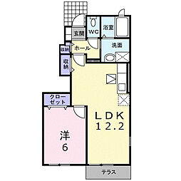 メゾン・ド・パール 1階1LDKの間取り