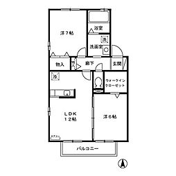 コンフォールB 2LDKの間取図画像
