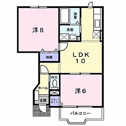 サンリット大道A 2LDKの間取図画像