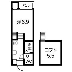 ラメールブルー 1Kの間取図画像