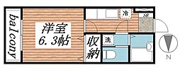 ピアコート 1Kの間取図画像