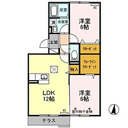 プリモディーネA 2LDKの間取図画像