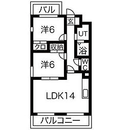 パルレ 3階2LDKの間取り