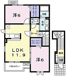 グランデK2B 2LDKの間取図画像