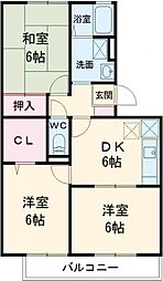 ハイカムール21 3DKの間取図画像