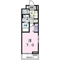 アイリス関場 1Kの間取図画像