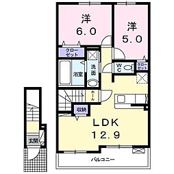 レミィグレンツェ2 2LDKの間取図画像