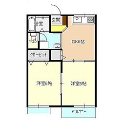エクセルJ 2DKの間取図画像