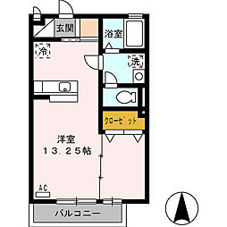 サニーヒルズ岡宮 ワンルームの間取図画像