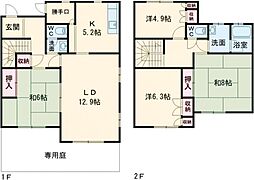 近鉄生駒線 一分駅 徒歩11分の賃貸マンション 1階4LDKの間取り