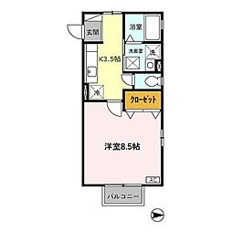 サンガ 1Kの間取図画像