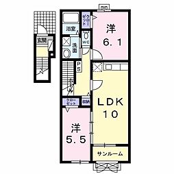 モデリアS 2LDKの間取図画像